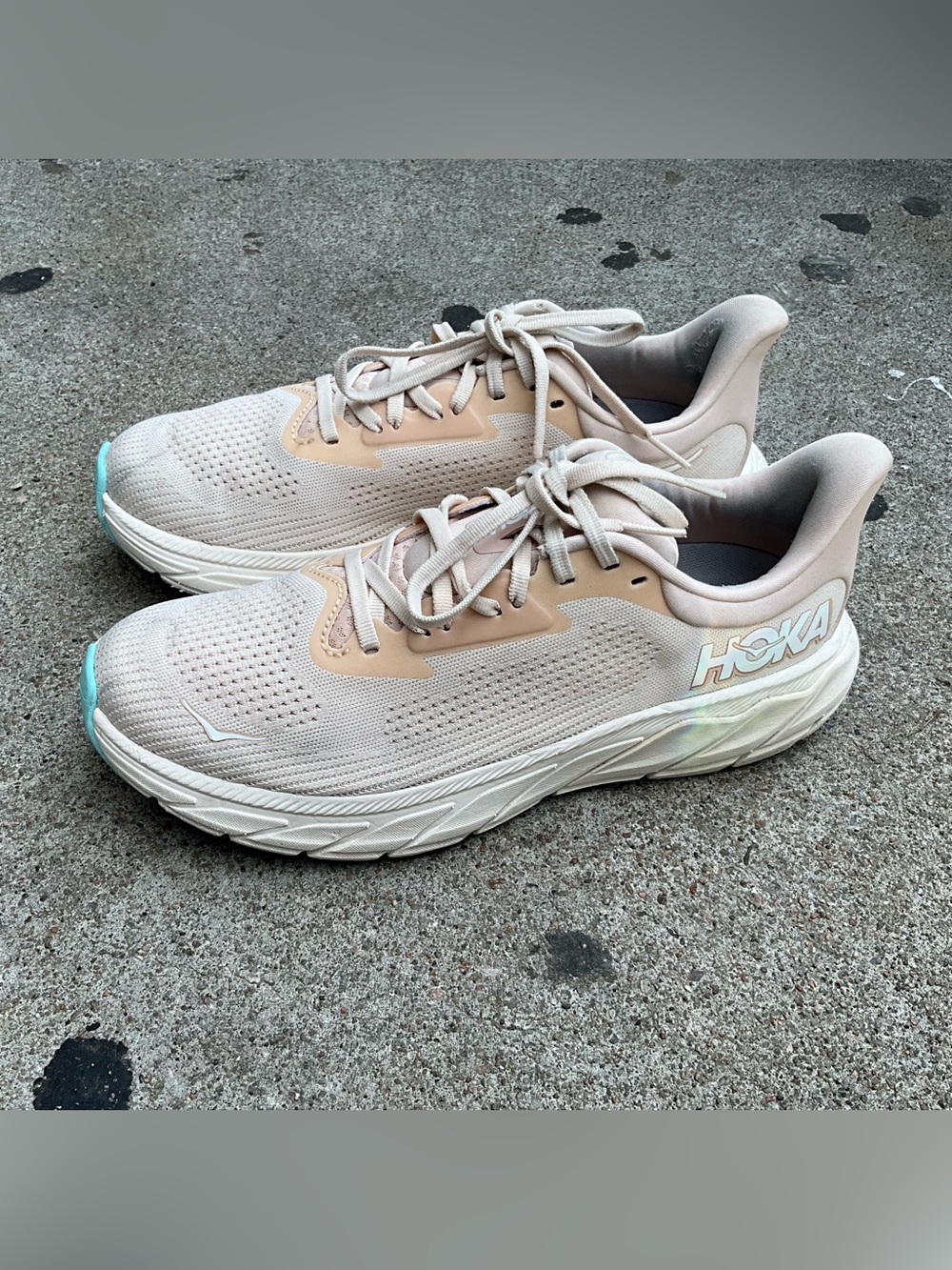 Hoka Women's Neutral Running Shoes in Pale Pink and Beige,size 9.5